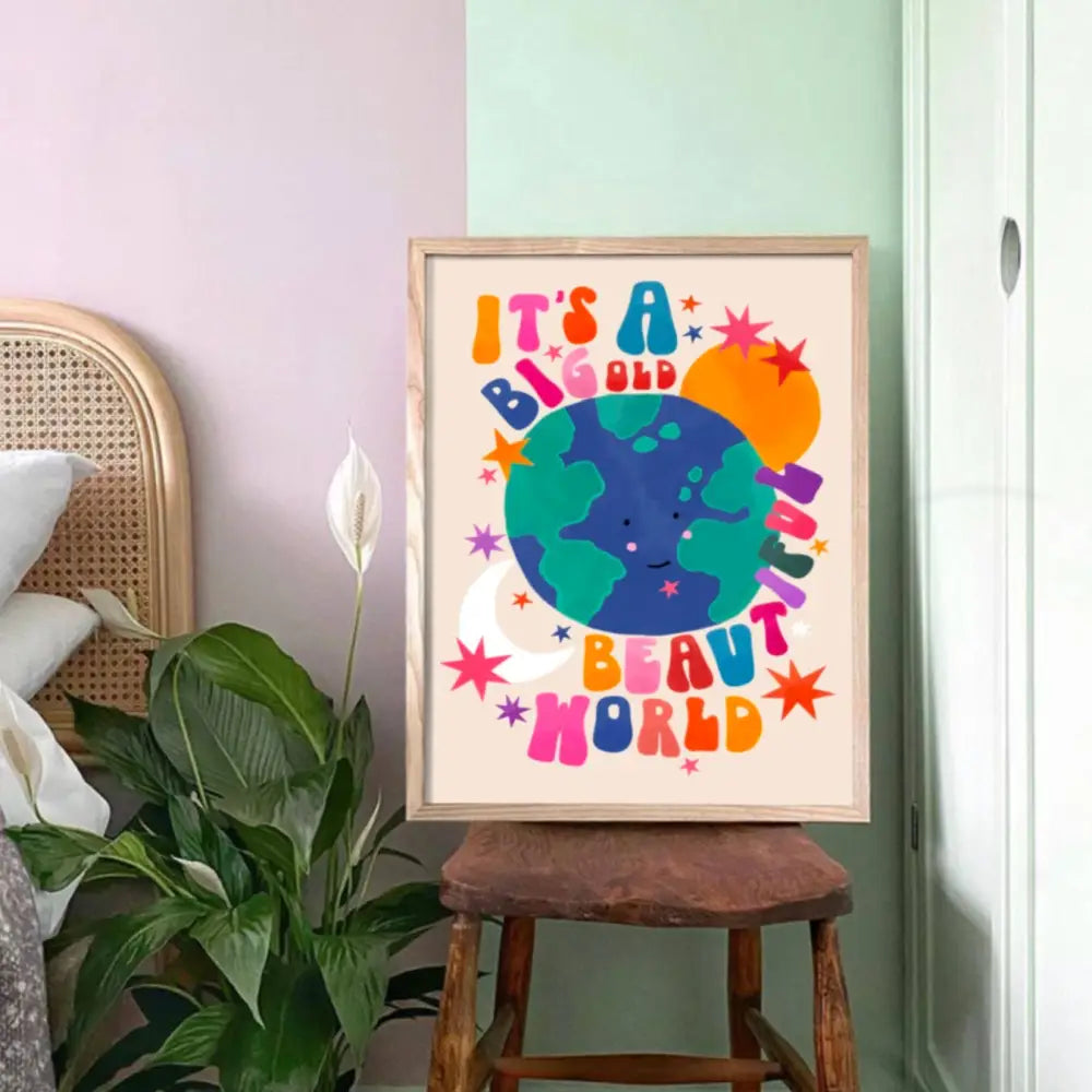Big Beautiful World, Children’s Room, Bright and Colourful, art print, hand-drawn illustration wall art - PABOOM