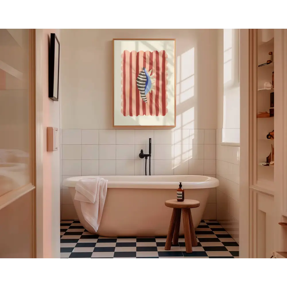 Black stripe, Hand Drawn Abstract shell Drawing, shell Art art print, hand-drawn illustration wall art - PABOOM