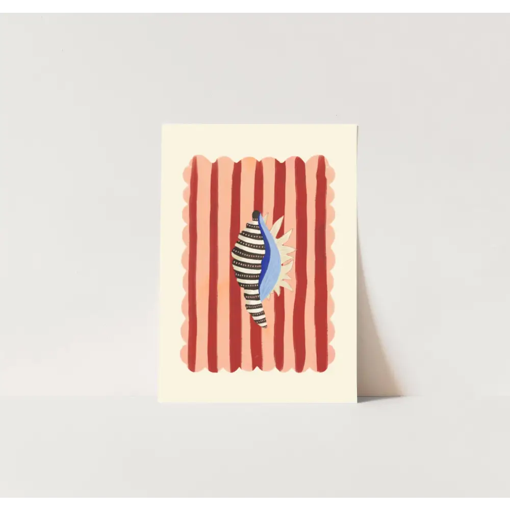 Black stripe, Hand Drawn Abstract shell Drawing, shell Art art print, hand-drawn illustration wall art - PABOOM