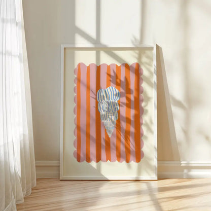 Blue stripe, Hand Drawn Abstract shell Drawing, shell Art art print, hand-drawn illustration wall art - PABOOM