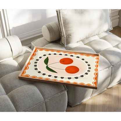 Cherry with border, Art print, Kitchen art,  colourful art art print, hand-drawn illustration wall art - PABOOM