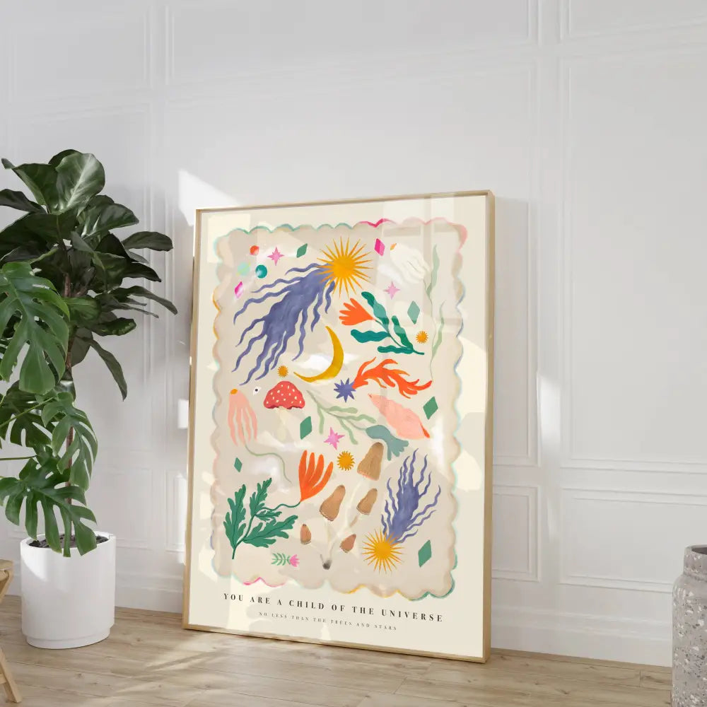 Child of the Universe, Kid’s Room, Bright and Colourful, art print, hand-drawn illustration wall art - PABOOM