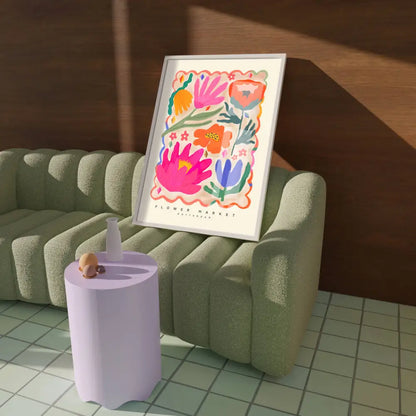 Colourful Flower Market Print, Illustration, Modern, Pink art print, hand-drawn illustration wall art - PABOOM