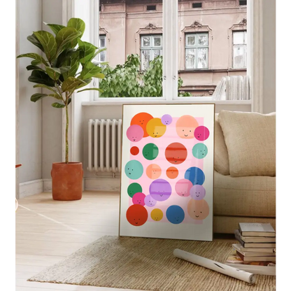 Colourful Smileys, Children’s Room, Bright and Colourful, art print, hand-drawn illustration wall art - PABOOM