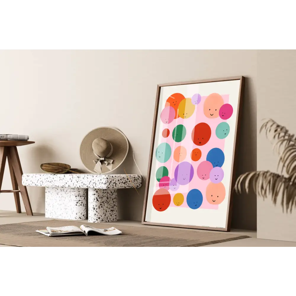 Colourful Smileys, Children’s Room, Bright and Colourful, art print, hand-drawn illustration wall art - PABOOM