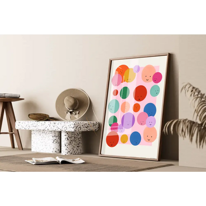 Colourful Smileys, Children’s Room, Bright and Colourful, art print, hand-drawn illustration wall art - PABOOM