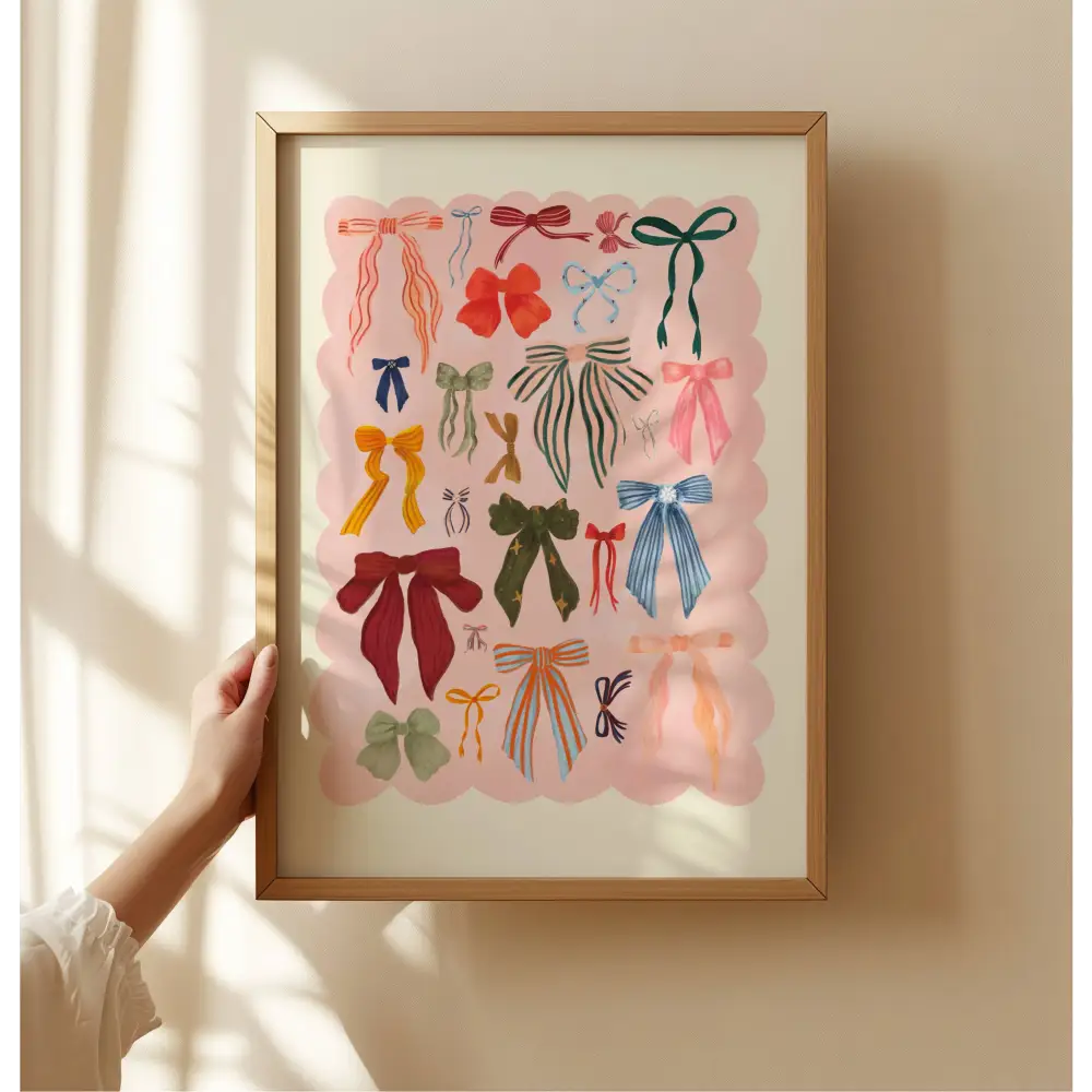 Coquette, Bow Art Print, Colourful Art, Fun Art, Girl Art art print, hand-drawn illustration wall art - PABOOM