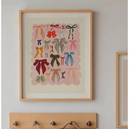 Coquette, Bow Art Print, Colourful Art, Fun Art, Girl Art art print, hand-drawn illustration wall art - PABOOM