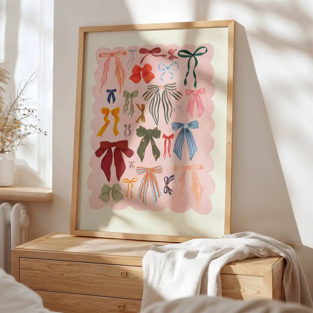 Coquette, Bow Art Print, Colourful Art, Fun Art, Girl Art art print, hand-drawn illustration wall art - PABOOM