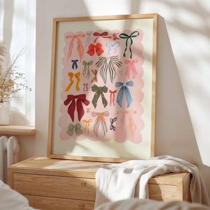 Coquette, Bow Art Print, Colourful Art, Fun Art, Girl Art art print, hand-drawn illustration wall art - PABOOM