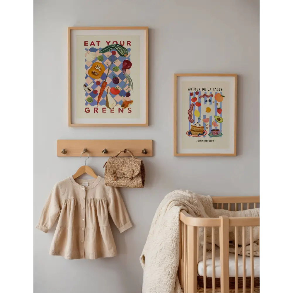 Eat Your Greens, Kitchen Art Print, Colourful Art, Fun Art art print, hand-drawn illustration wall art - PABOOM