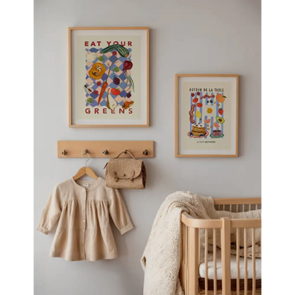 Eat Your Greens, Kitchen Art Print, Colourful Art, Fun Art art print, hand-drawn illustration wall art - PABOOM