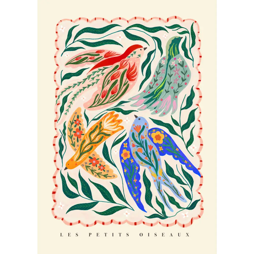 Little Birds / Bird illustration / Botanical / Nursery Art art print, hand-drawn illustration wall art - PABOOM