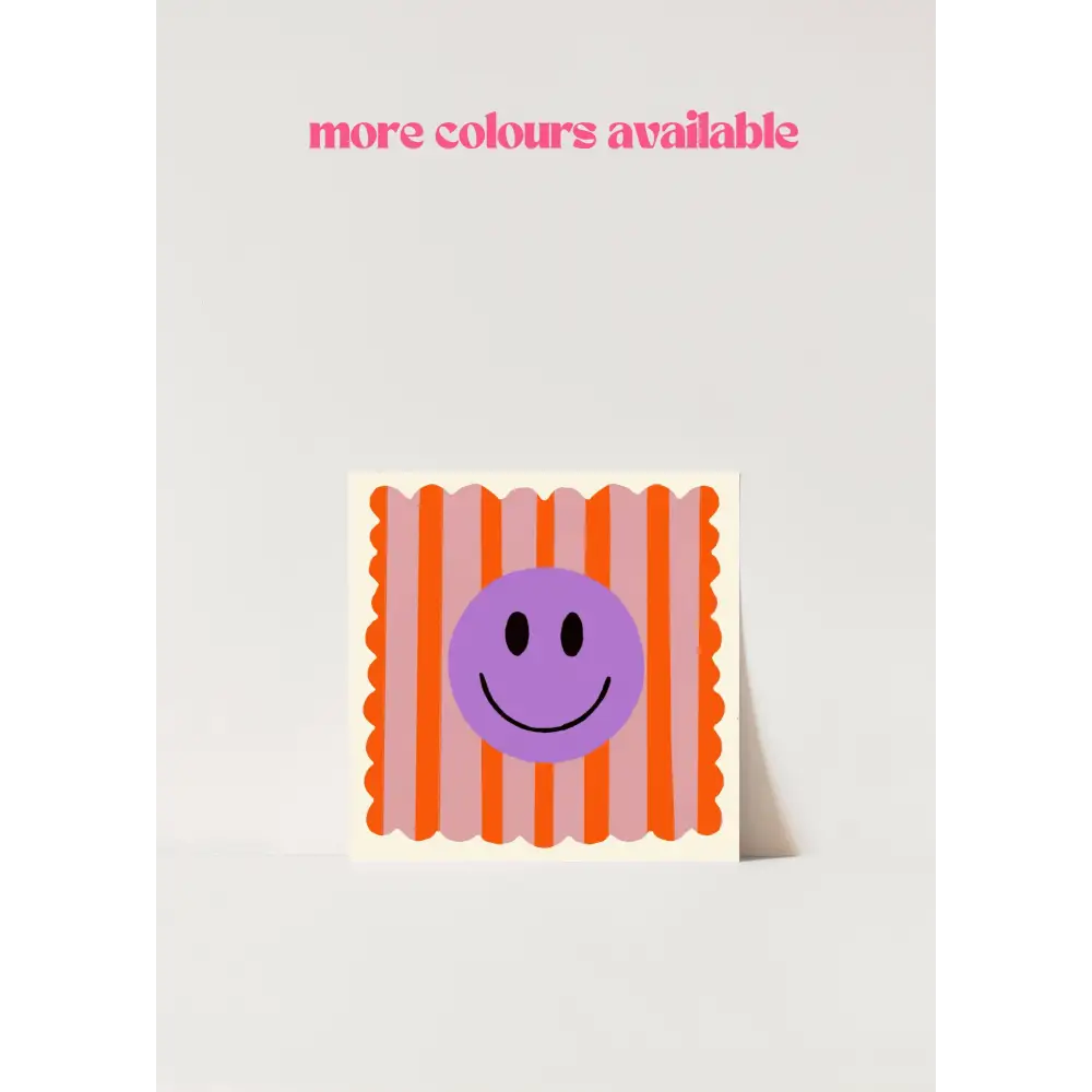 Orange Stripe Smiley, Colourful, Smileys, Dopamine Decor,  art print, hand-drawn illustration wall art - PABOOM