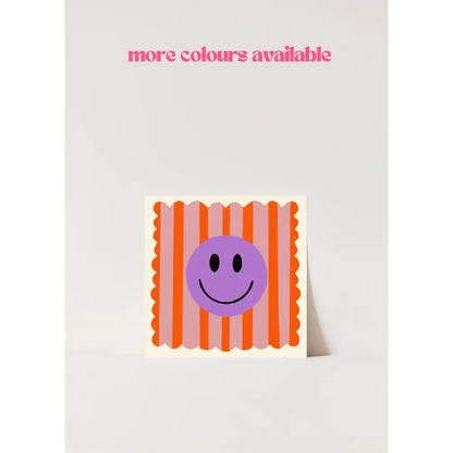 Orange Stripe Smiley, Colourful, Smileys, Dopamine Decor,  art print, hand-drawn illustration wall art - PABOOM