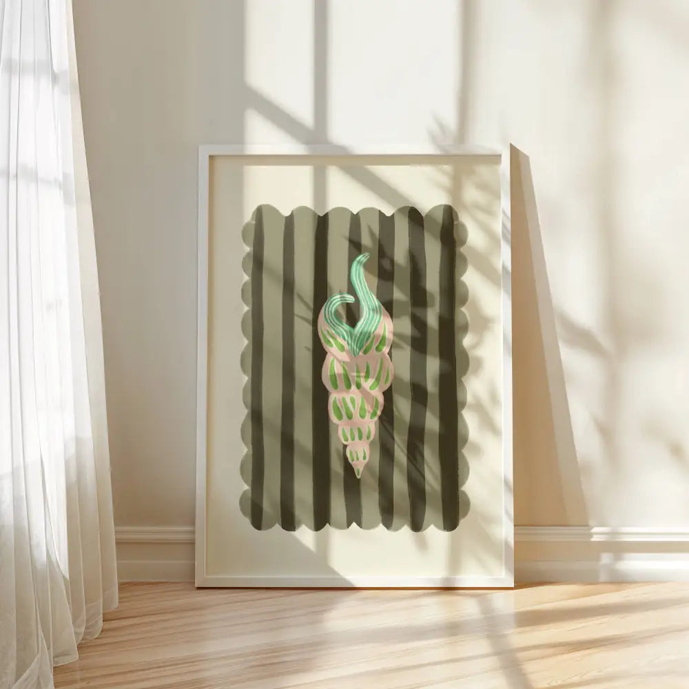 Pink stripe, Hand Drawn Abstract shell Drawing, shell Art art print, hand-drawn illustration wall art - PABOOM