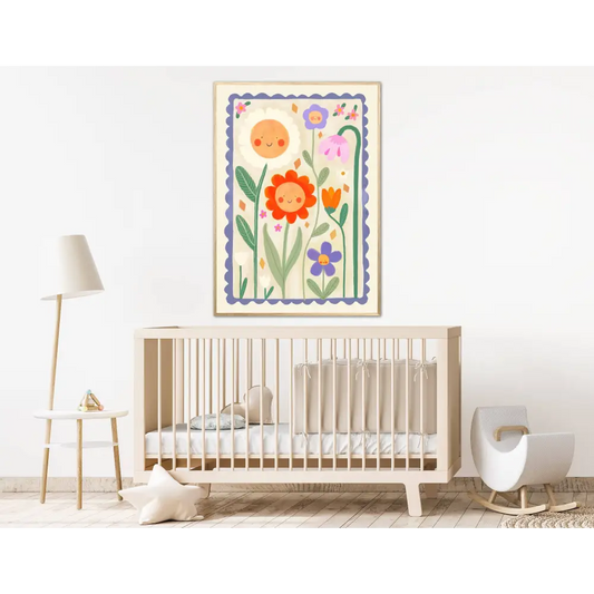 Spring Day Print, Children’s Room, Bright and Colourful, (C art print, hand-drawn illustration wall art - PABOOM