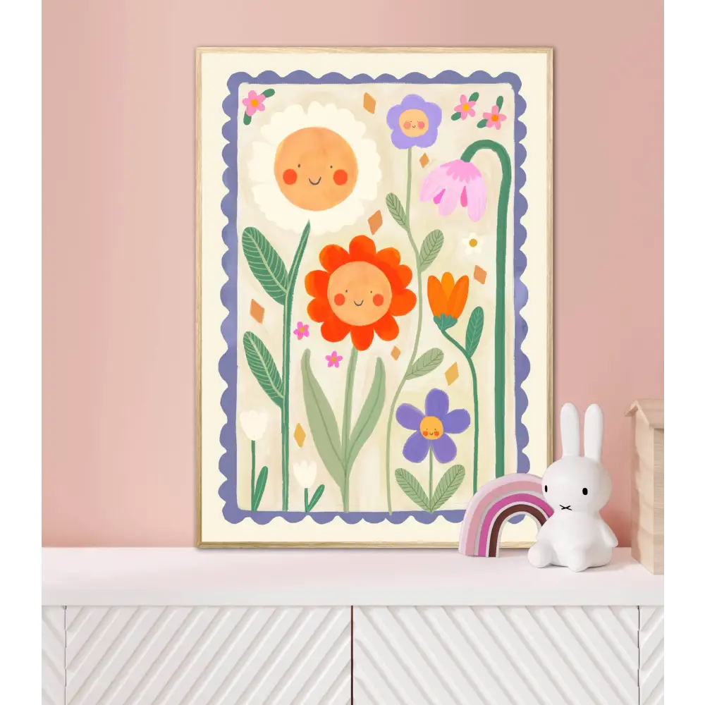 Spring Day Print, Children’s Room, Bright and Colourful, (C art print, hand-drawn illustration wall art - PABOOM