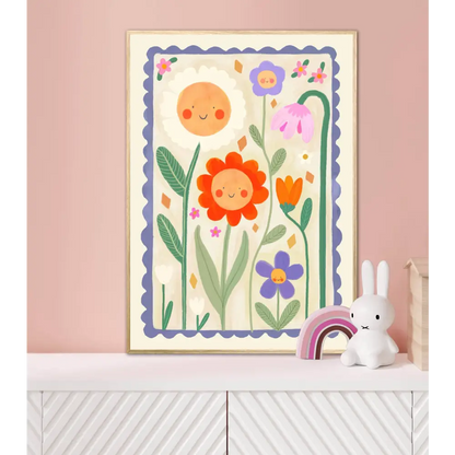 Spring Day Print, Children’s Room, Bright and Colourful, (C art print, hand-drawn illustration wall art - PABOOM