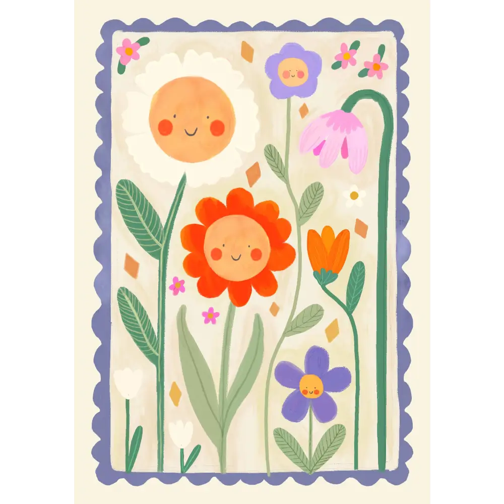 Spring Day Print, Children’s Room, Bright and Colourful, (C art print, hand-drawn illustration wall art - PABOOM