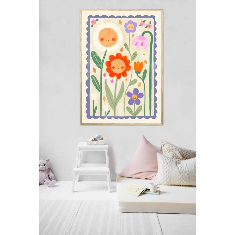 Spring Day Print, Children’s Room, Bright and Colourful, (C art print, hand-drawn illustration wall art - PABOOM