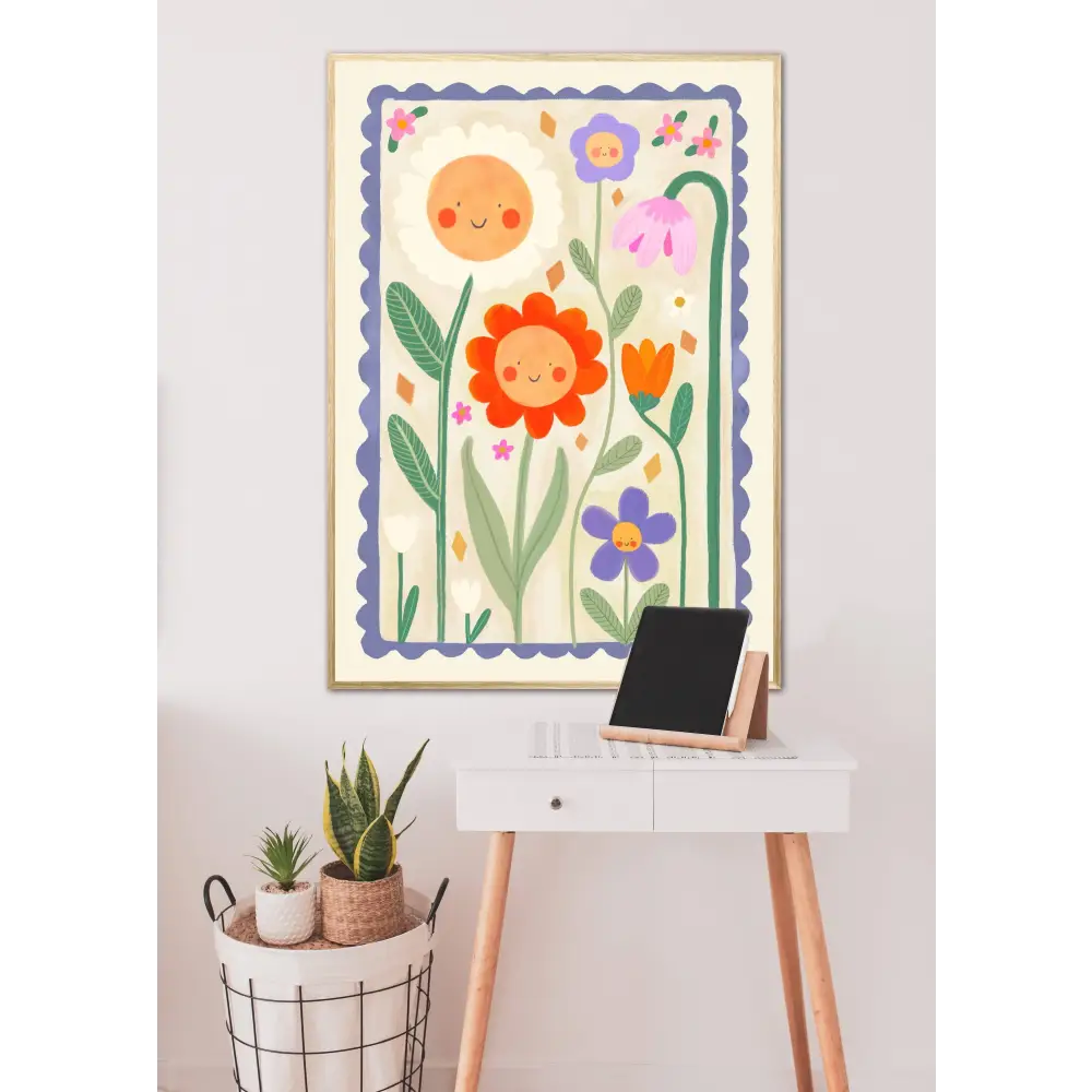 Spring Day Print, Children’s Room, Bright and Colourful, (C art print, hand-drawn illustration wall art - PABOOM
