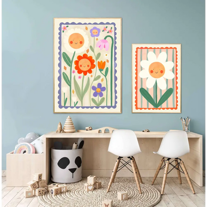 Spring Day Print, Children’s Room, Bright and Colourful, (C art print, hand-drawn illustration wall art - PABOOM