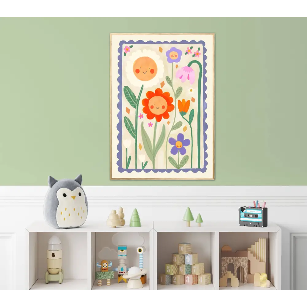 Spring Day Print, Children’s Room, Bright and Colourful, (C art print, hand-drawn illustration wall art - PABOOM