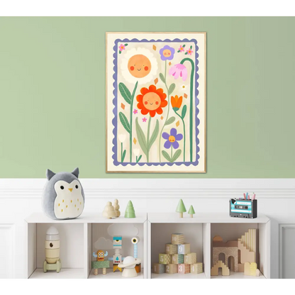 Spring Day Print, Children’s Room, Bright and Colourful, (C art print, hand-drawn illustration wall art - PABOOM