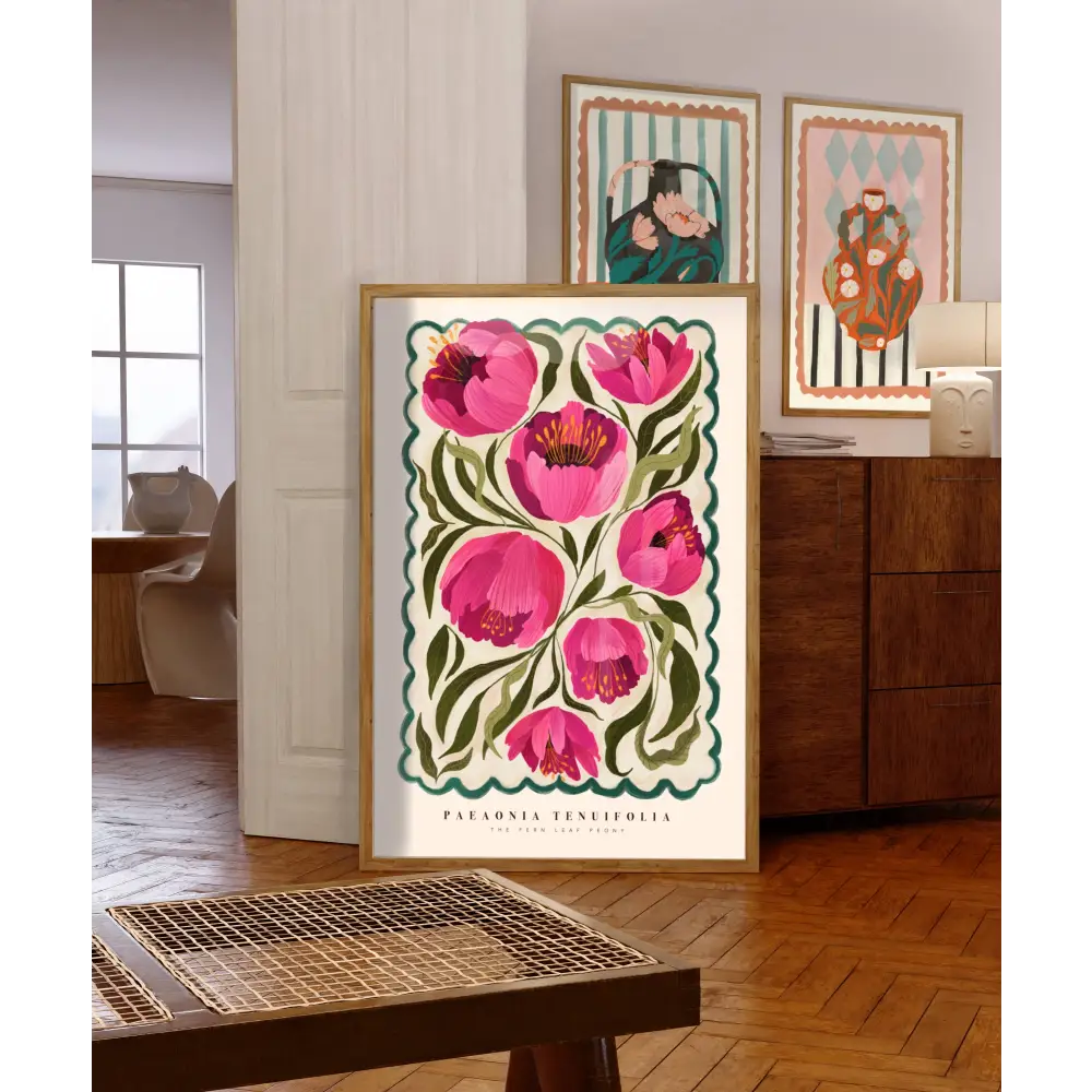 Summer Peony, Art Print, Neutral Print, Hand Drawn, Quirky art print, hand-drawn illustration wall art - PABOOM