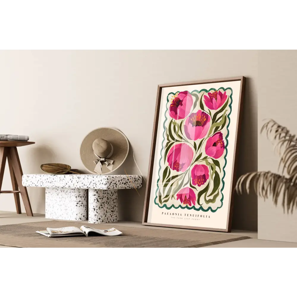 Summer Peony, Art Print, Neutral Print, Hand Drawn, Quirky art print, hand-drawn illustration wall art - PABOOM