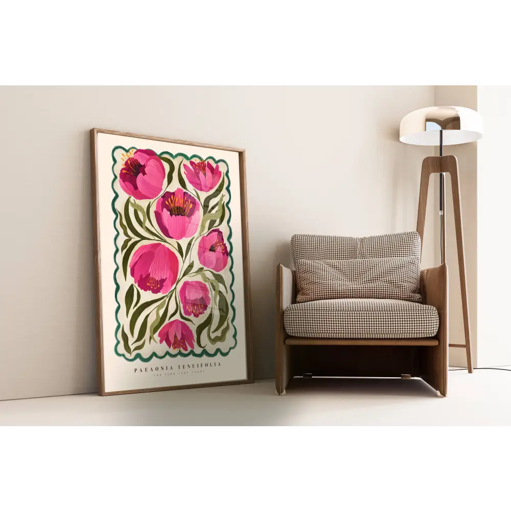 Summer Peony, Art Print, Neutral Print, Hand Drawn, Quirky art print, hand-drawn illustration wall art - PABOOM