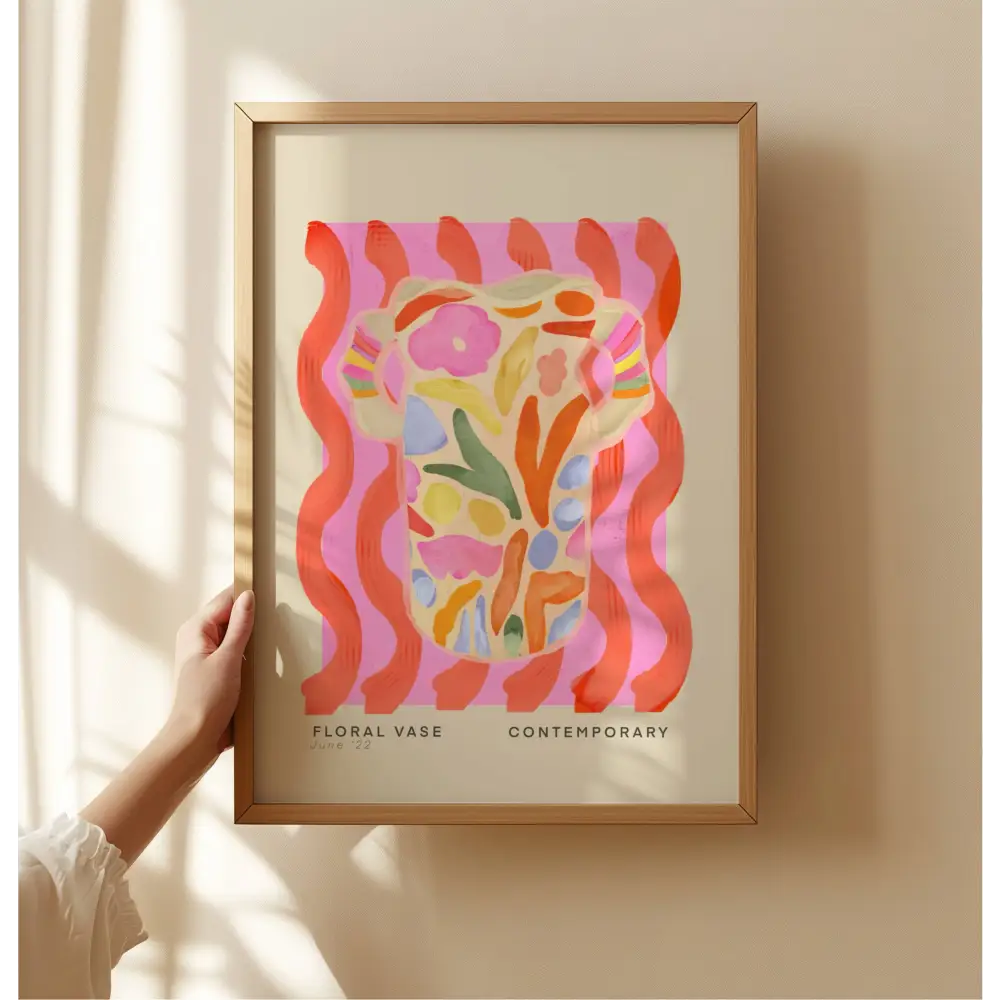 Vase Art Print, Colourful Quirky Hand drawn Art, Floral Jug art print, hand-drawn illustration wall art - PABOOM