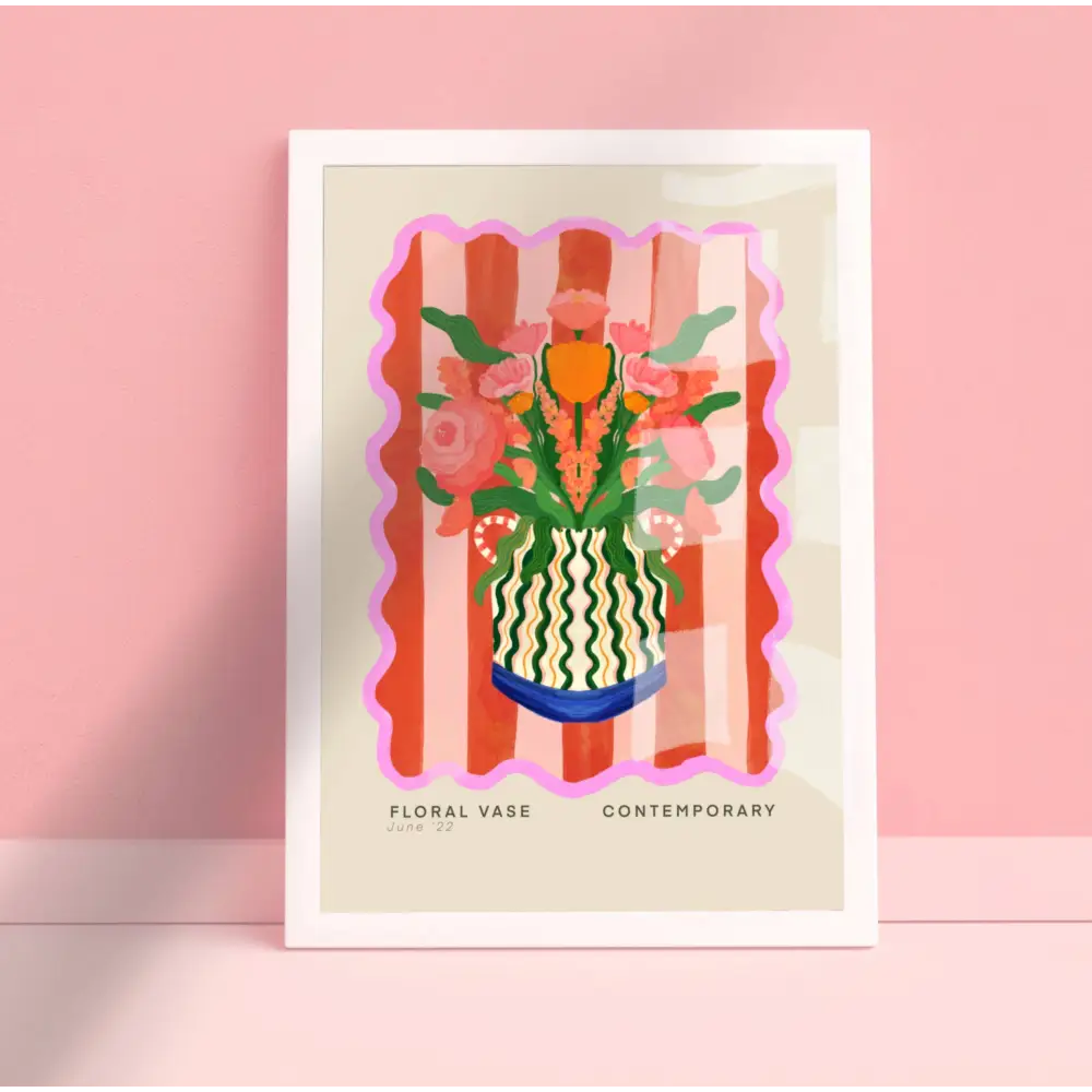 Vase Art Print, Colourful Art Print, Hand Drawn Art, Quirky art print, hand-drawn illustration wall art - PABOOM