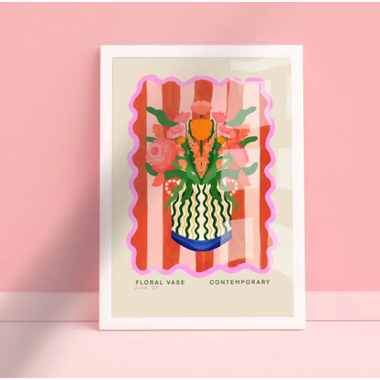 Vase Art Print, Colourful Art Print, Hand Drawn Art, Quirky art print, hand-drawn illustration wall art - PABOOM