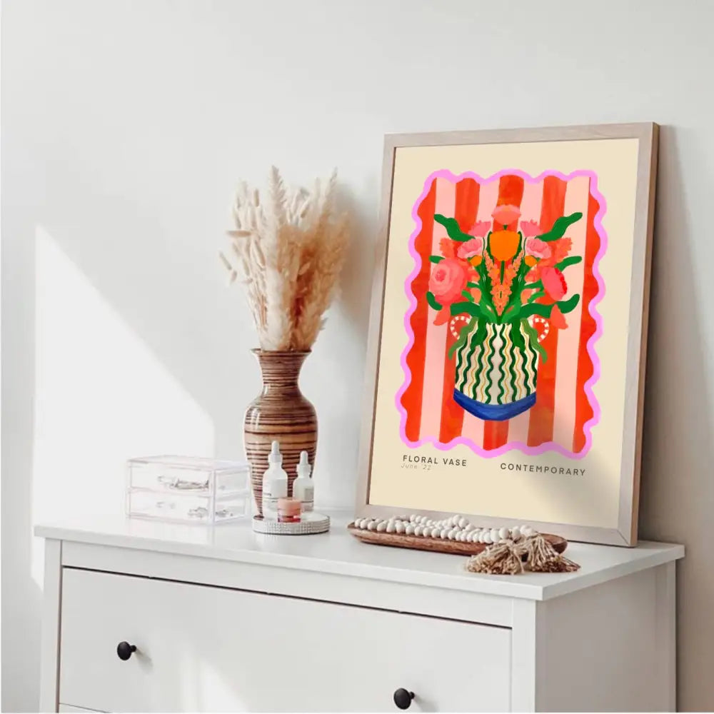 Vase Art Print, Colourful Art Print, Hand Drawn Art, Quirky art print, hand-drawn illustration wall art - PABOOM