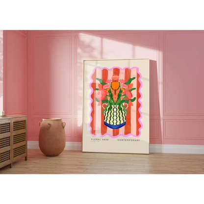 Vase Art Print, Colourful Art Print, Hand Drawn Art, Quirky art print, hand-drawn illustration wall art - PABOOM