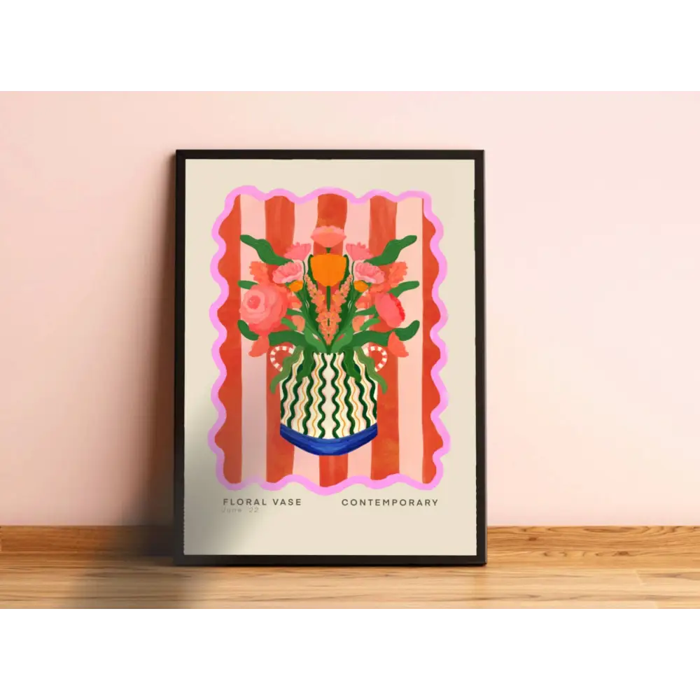 Vase Art Print, Colourful Art Print, Hand Drawn Art, Quirky art print, hand-drawn illustration wall art - PABOOM