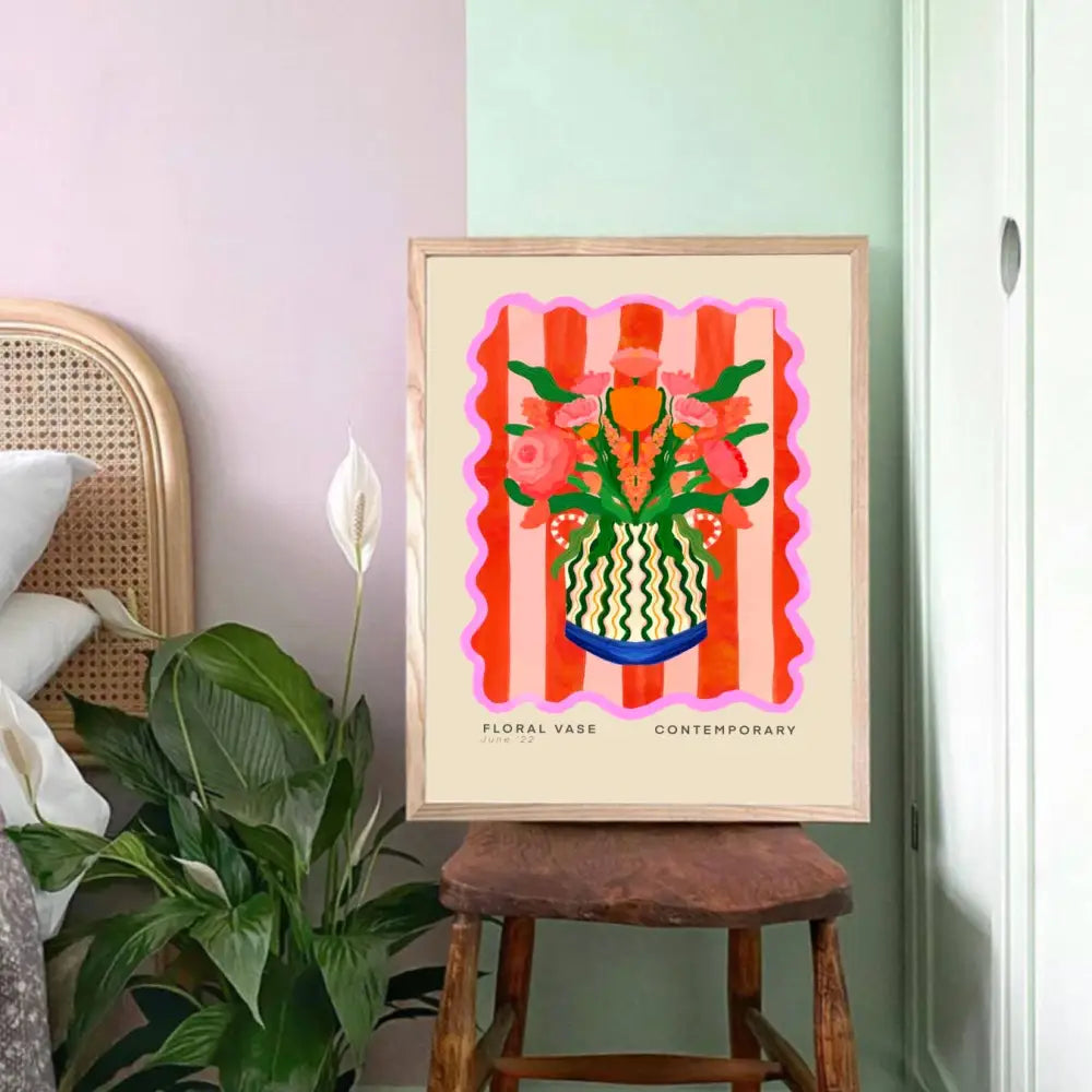 Vase Art Print, Colourful Art Print, Hand Drawn Art, Quirky art print, hand-drawn illustration wall art - PABOOM