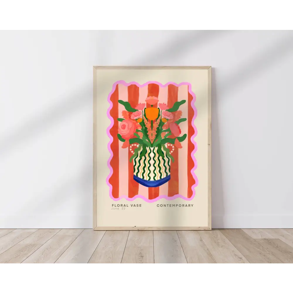 Vase Art Print, Colourful Art Print, Hand Drawn Art, Quirky art print, hand-drawn illustration wall art - PABOOM