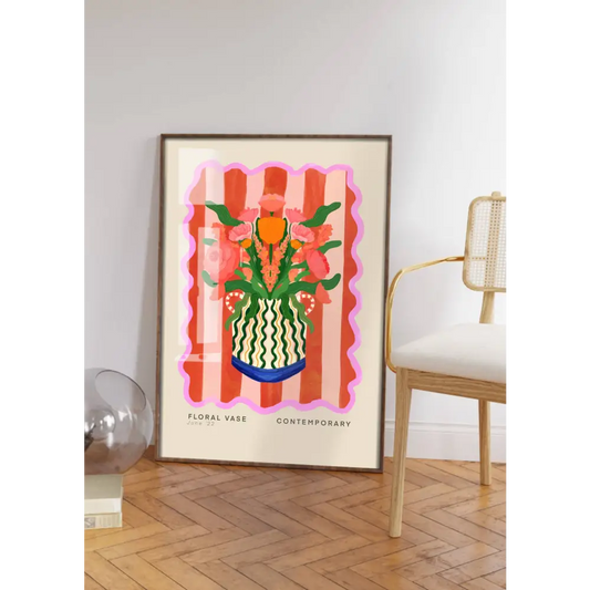 Vase Art Print, Colourful Art Print, Hand Drawn Art, Quirky art print, hand-drawn illustration wall art - PABOOM
