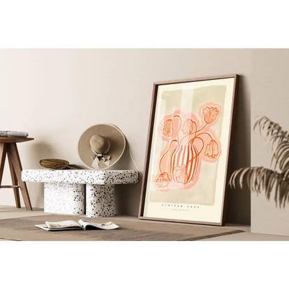 Vase Art Print, Pink me Red Print, Hand Drawn Art, Boho art print, hand-drawn illustration wall art - PABOOM