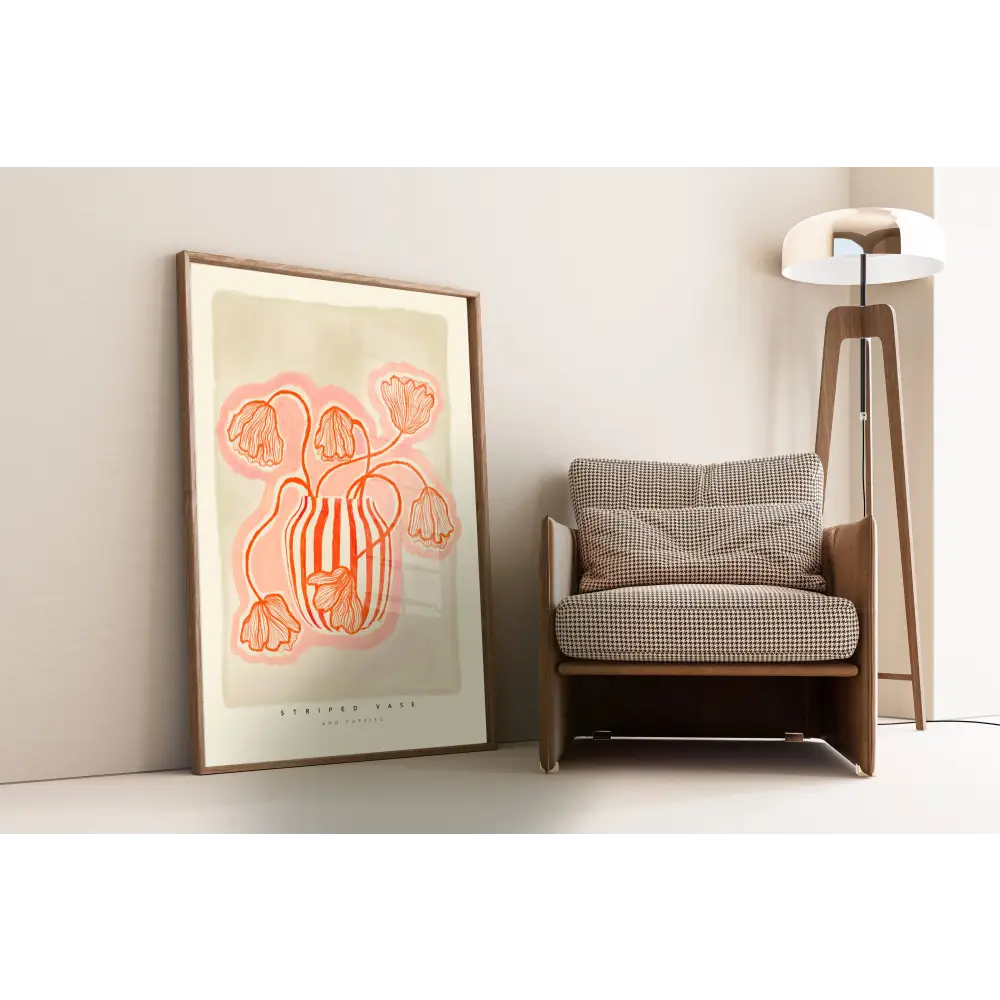 Vase Art Print, Pink me Red Print, Hand Drawn Art, Boho art print, hand-drawn illustration wall art - PABOOM