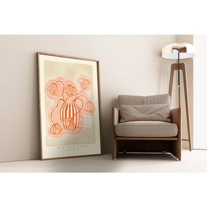 Vase Art Print, Pink me Red Print, Hand Drawn Art, Boho art print, hand-drawn illustration wall art - PABOOM