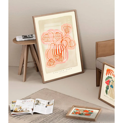 Vase Art Print, Pink me Red Print, Hand Drawn Art, Boho art print, hand-drawn illustration wall art - PABOOM