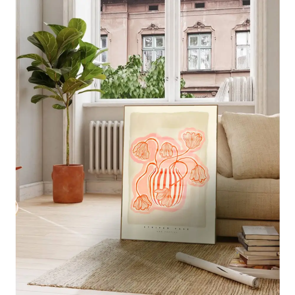 Vase Art Print, Pink me Red Print, Hand Drawn Art, Boho art print, hand-drawn illustration wall art - PABOOM
