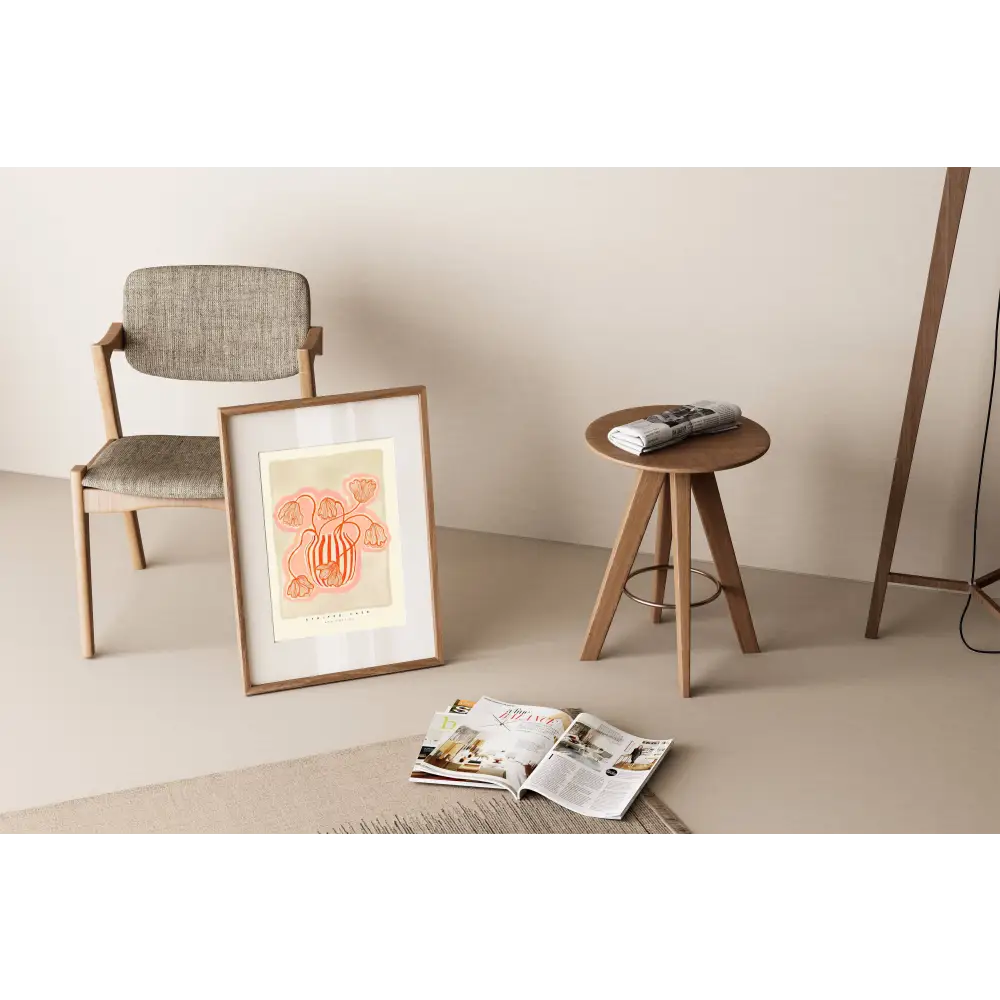 Vase Art Print, Pink me Red Print, Hand Drawn Art, Boho art print, hand-drawn illustration wall art - PABOOM