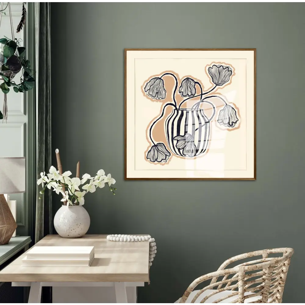 Vase in Blue Art Print, Art Print, Hand Drawn Art, Quirky art print, hand-drawn illustration wall art - PABOOM