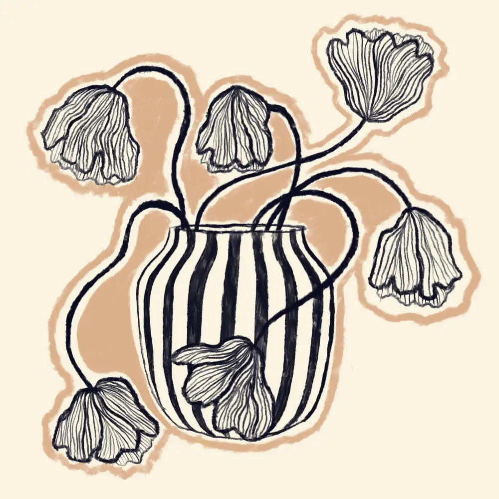 Vase in Blue Art Print, Art Print, Hand Drawn Art, Quirky art print, hand-drawn illustration wall art - PABOOM