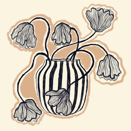 Vase in Blue Art Print, Art Print, Hand Drawn Art, Quirky art print, hand-drawn illustration wall art - PABOOM